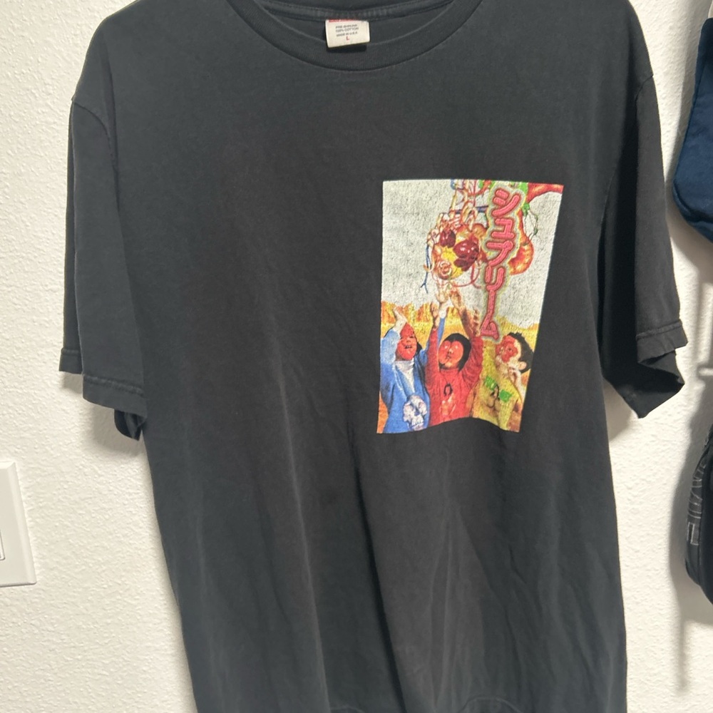 Supreme Black T-Shirt with Red Logo Tag